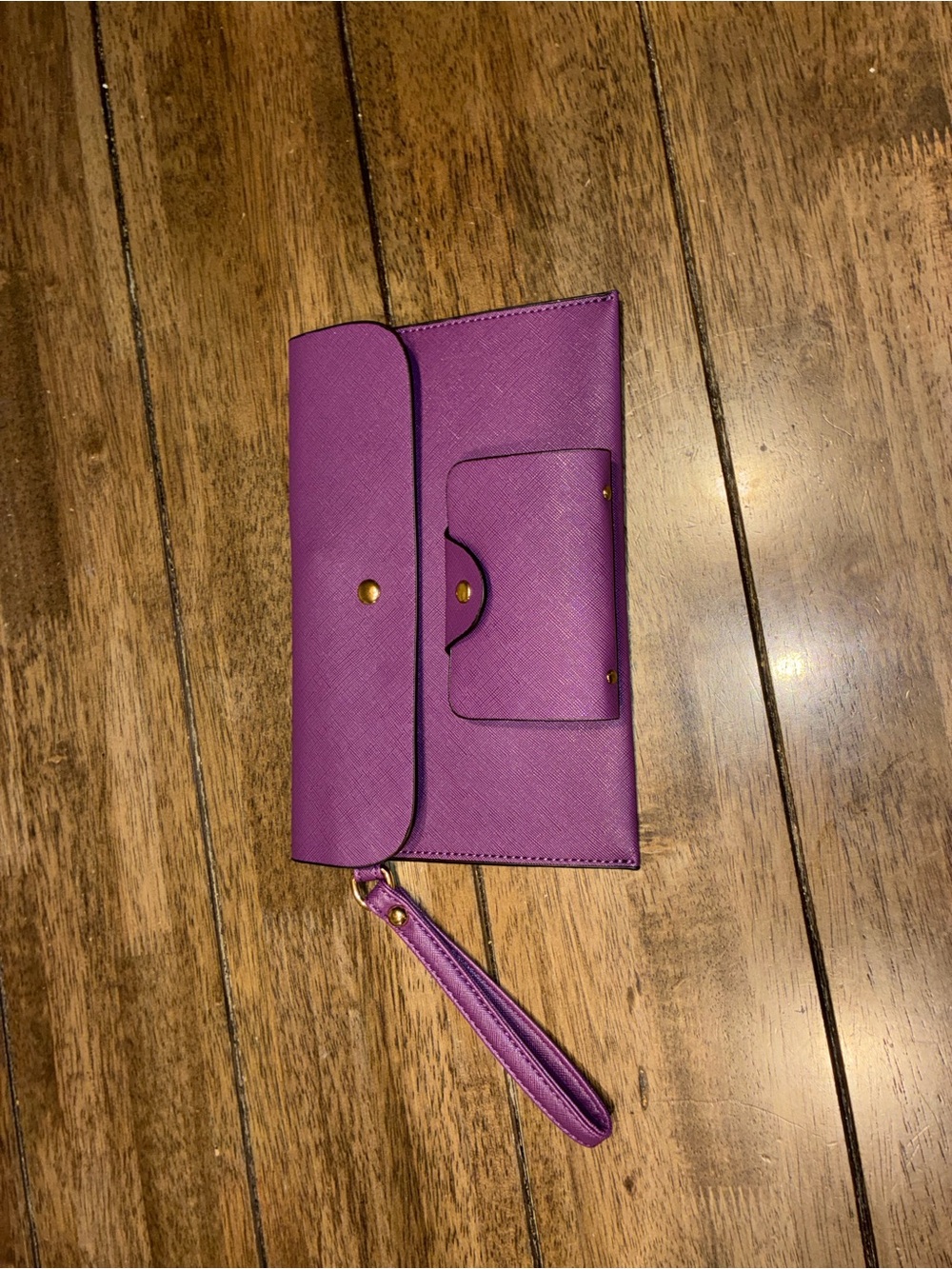 Purple Wristlet Clutch Set - Sleek Safiano Leather - Picture 8 of 10